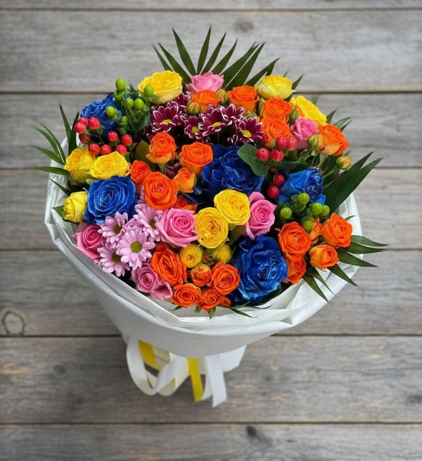 Букет цветов из: Розы и Хризантемы в Масловой