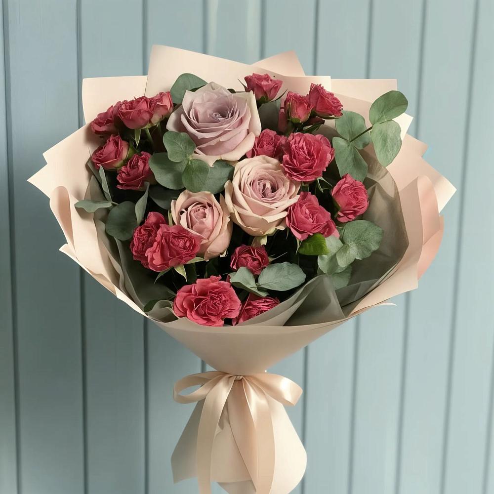 Букет цветов из: Гвоздики и Розы в Масловой
