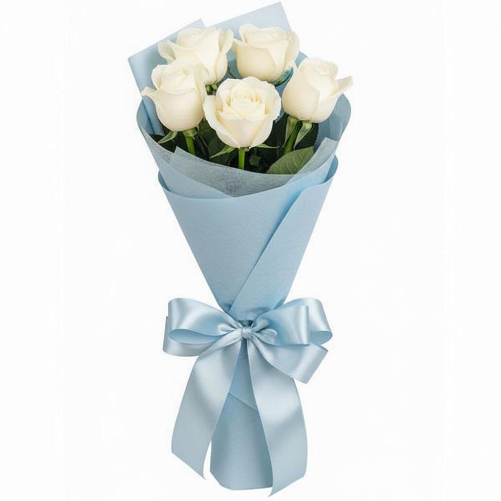 Букет 5 Белых роз Проуд в Масловой