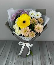Букет цветов из:  Розы, Герберы и Хризантемы в Масловой