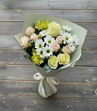 Букет цветов из:  Альстромерии, Розы и Хризантемы в Масловой